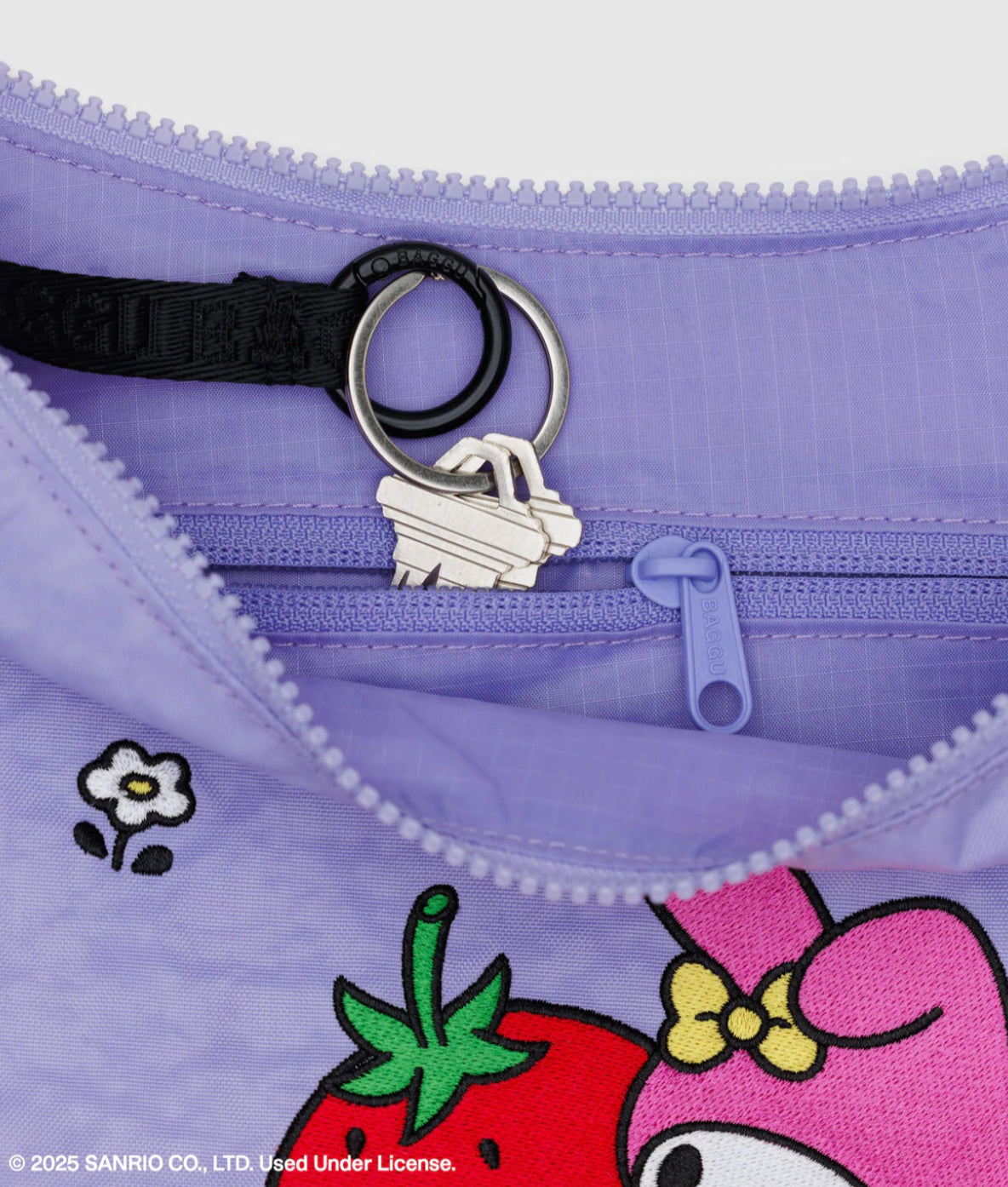 BAGGU Medium Nylon Crescent Bag - Embroidered My Melody Strawberry