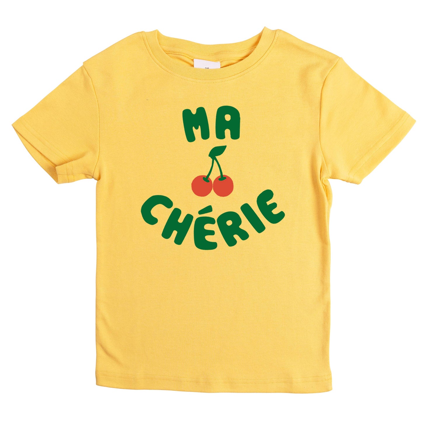 Ma Cherie French Cherry Baby Toddler Organic Graphic Shirt: Yellow
