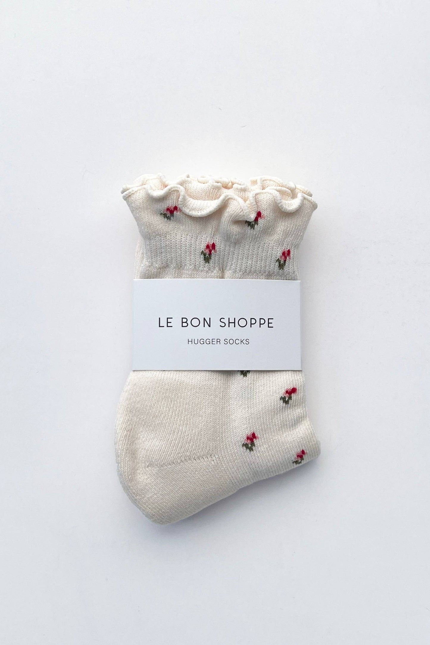 Petal Ruffled Hugger Crew Socks: Cream