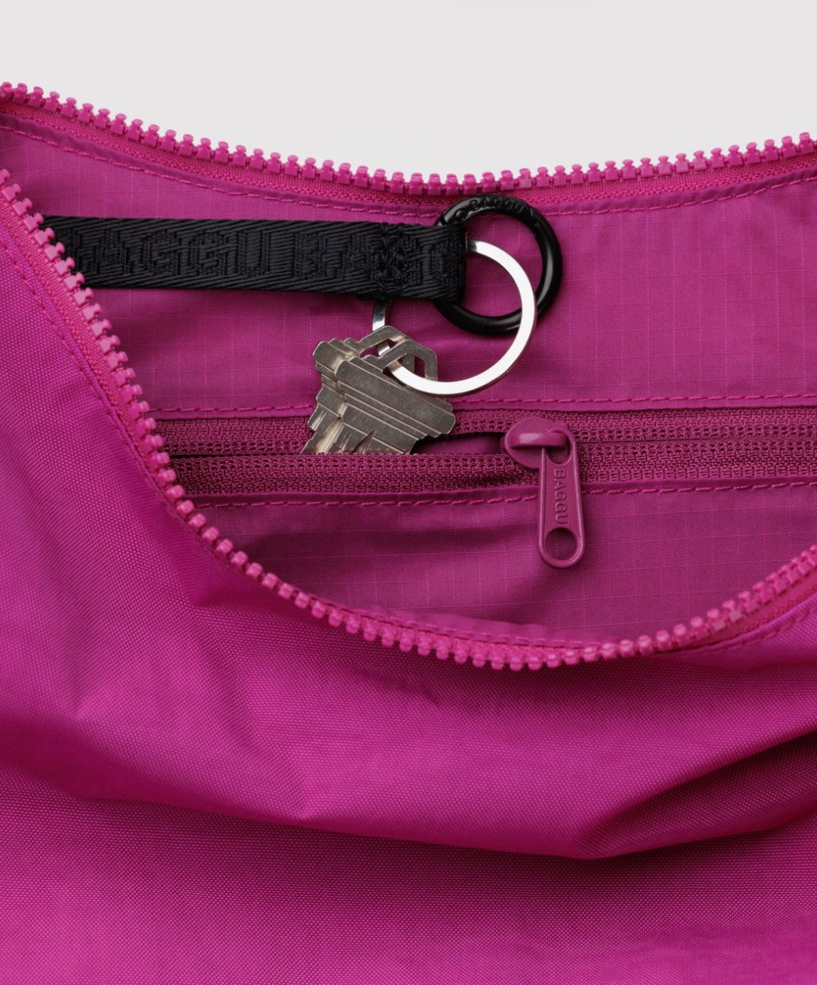 BAGGU Medium Nylon Crescent Bag - Deep Fuchsia