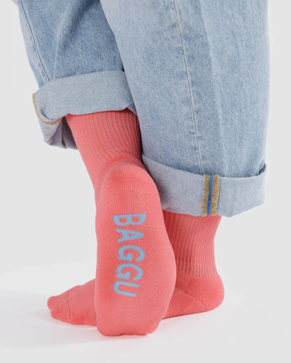 BAGGU Ribbed Sock - Watermelon Pink