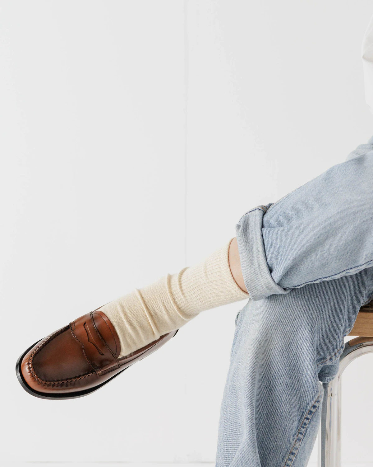 BAGGU Ribbed Sock - Ecru