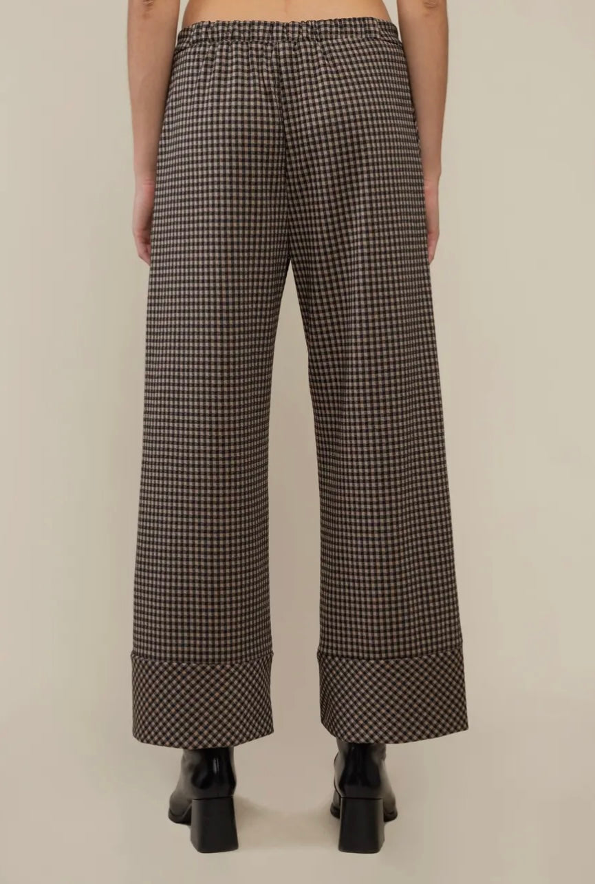 River Gingham Pant: Tan/Black