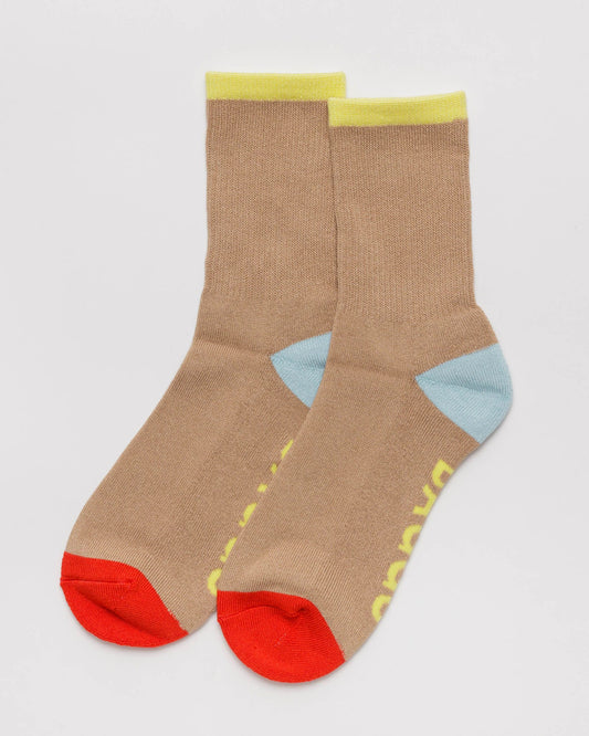 BAGGU Ribbed Sock - Beige Mix