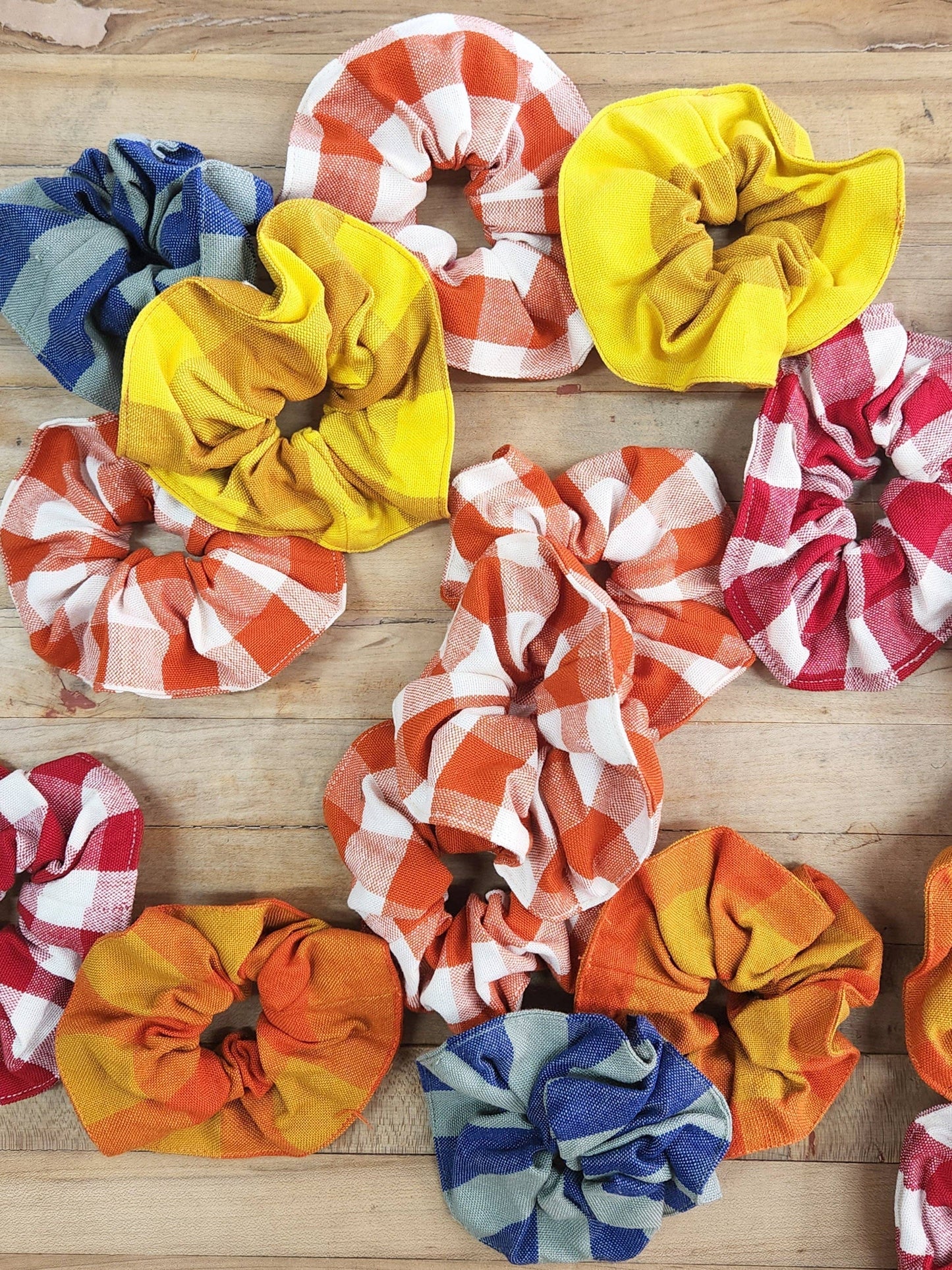 Cotton Scrunchie - Orange Check