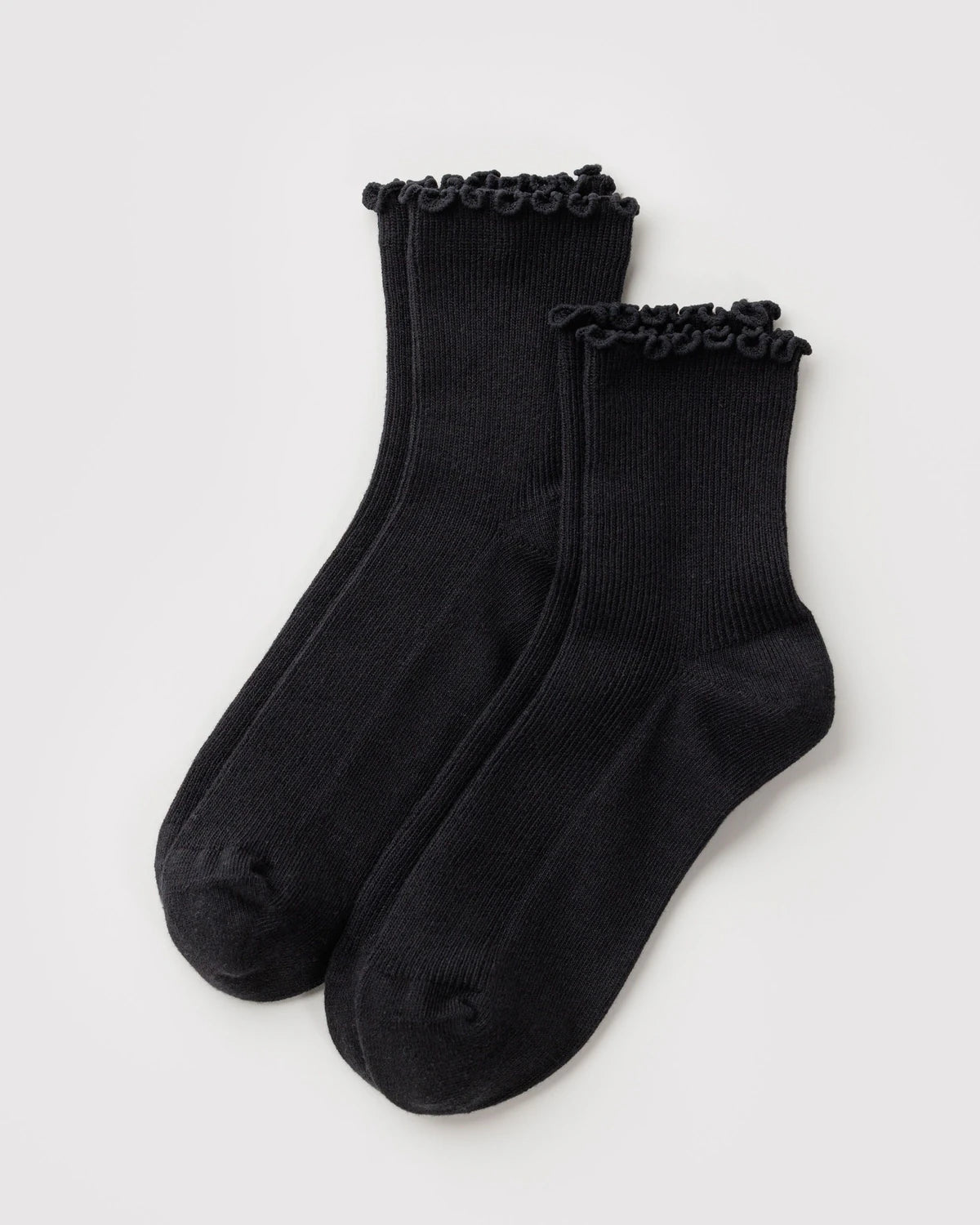 BAGGU Lettuce Edge Sock Set of Two - Black
