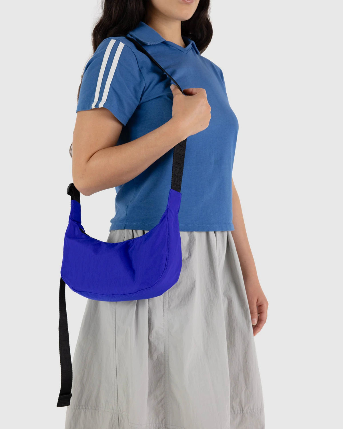 BAGGU Small Nylon Crescent Bag - Lapis