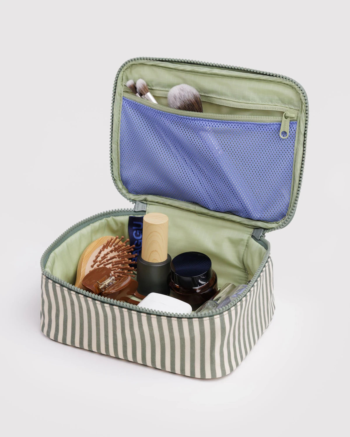 BAGGU Small Cosmetic Case - Sage Stripe