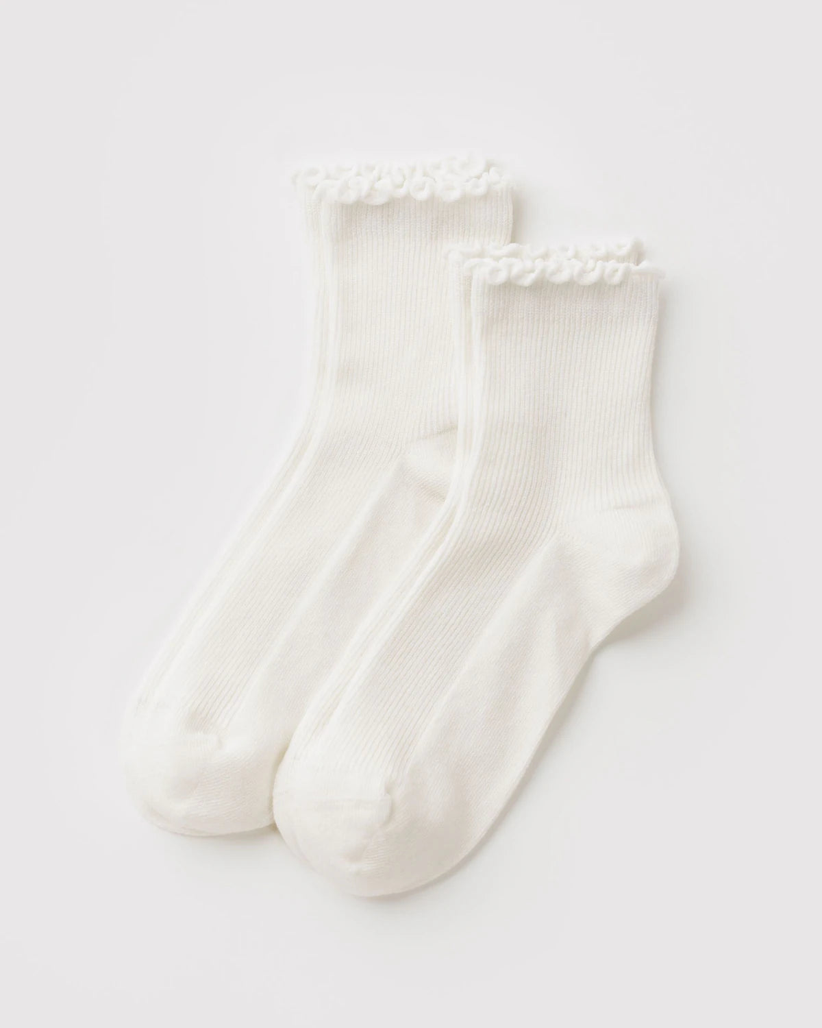 BAGGU Lettuce Edge Sock Set of Two - White