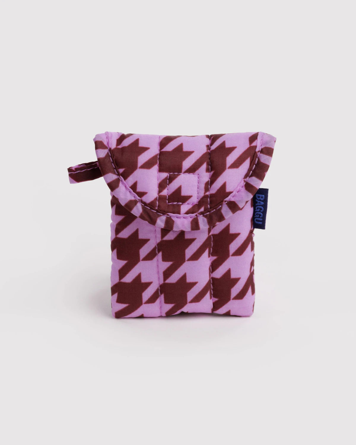 BAGGU Puffy Earbud Case - Pink Houndstooth