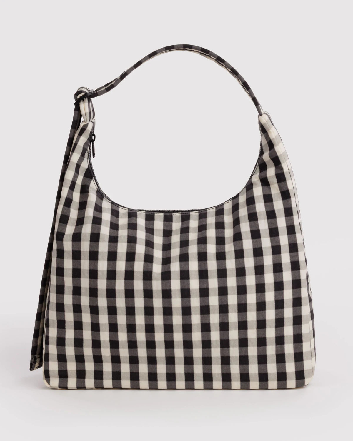 BAGGU Nylon Shoulder Bag - Black and Cream Gingham