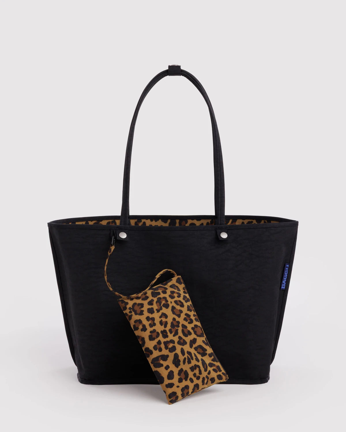 BAGGU Large Nylon Reversible Tote- Leopard Mix