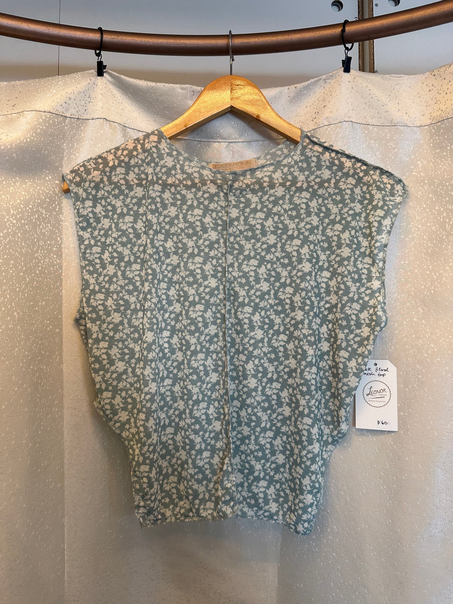 Leonor Aispuro - Slate Floral Mesh Top