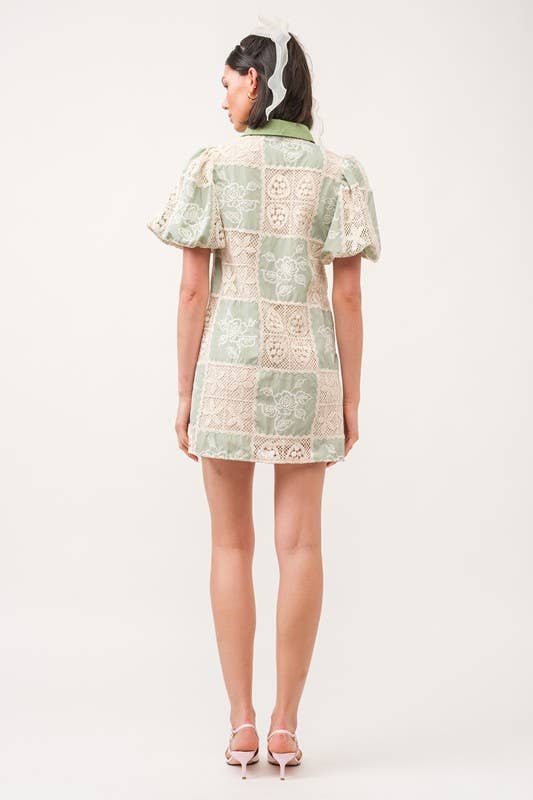 Carmine Green Crochet Dress