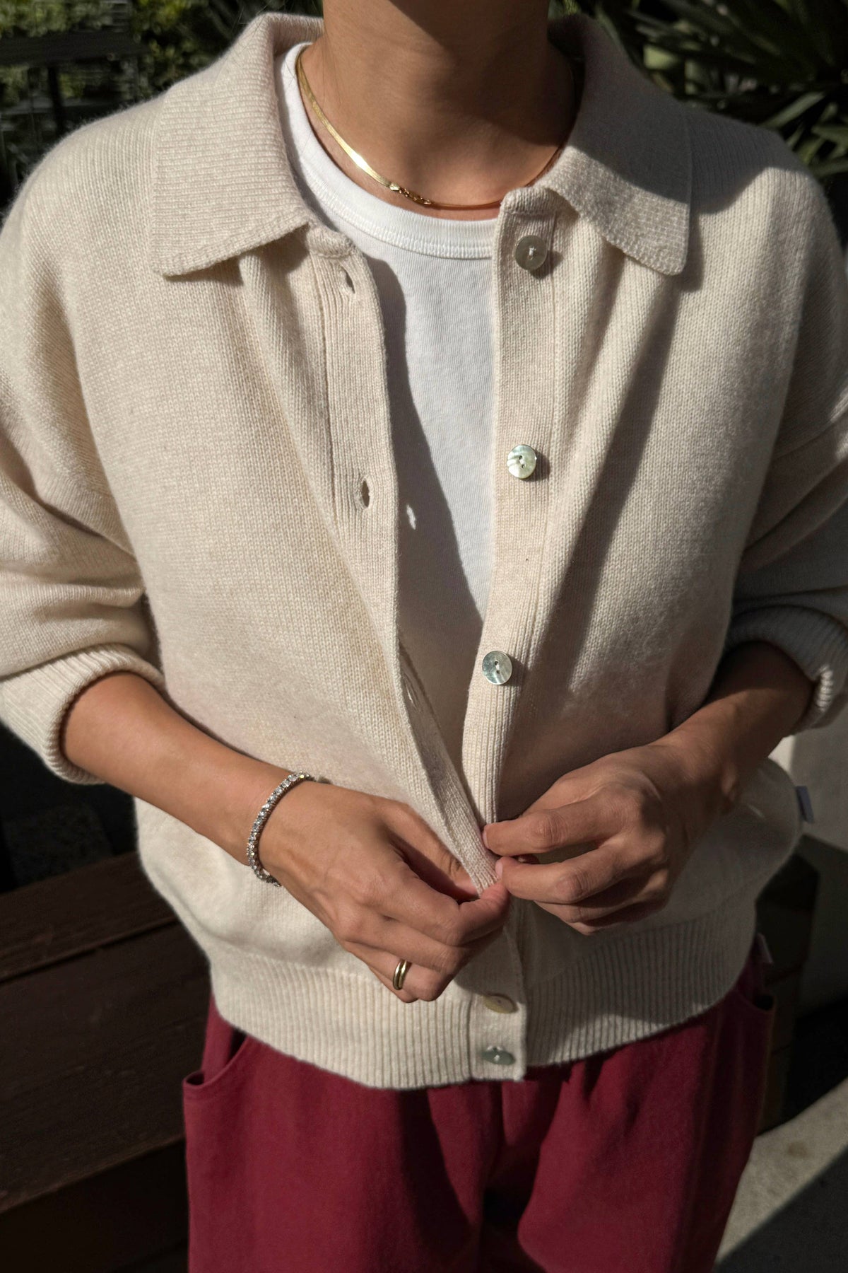 Lou Cashmere Cardigan: Oatmeal