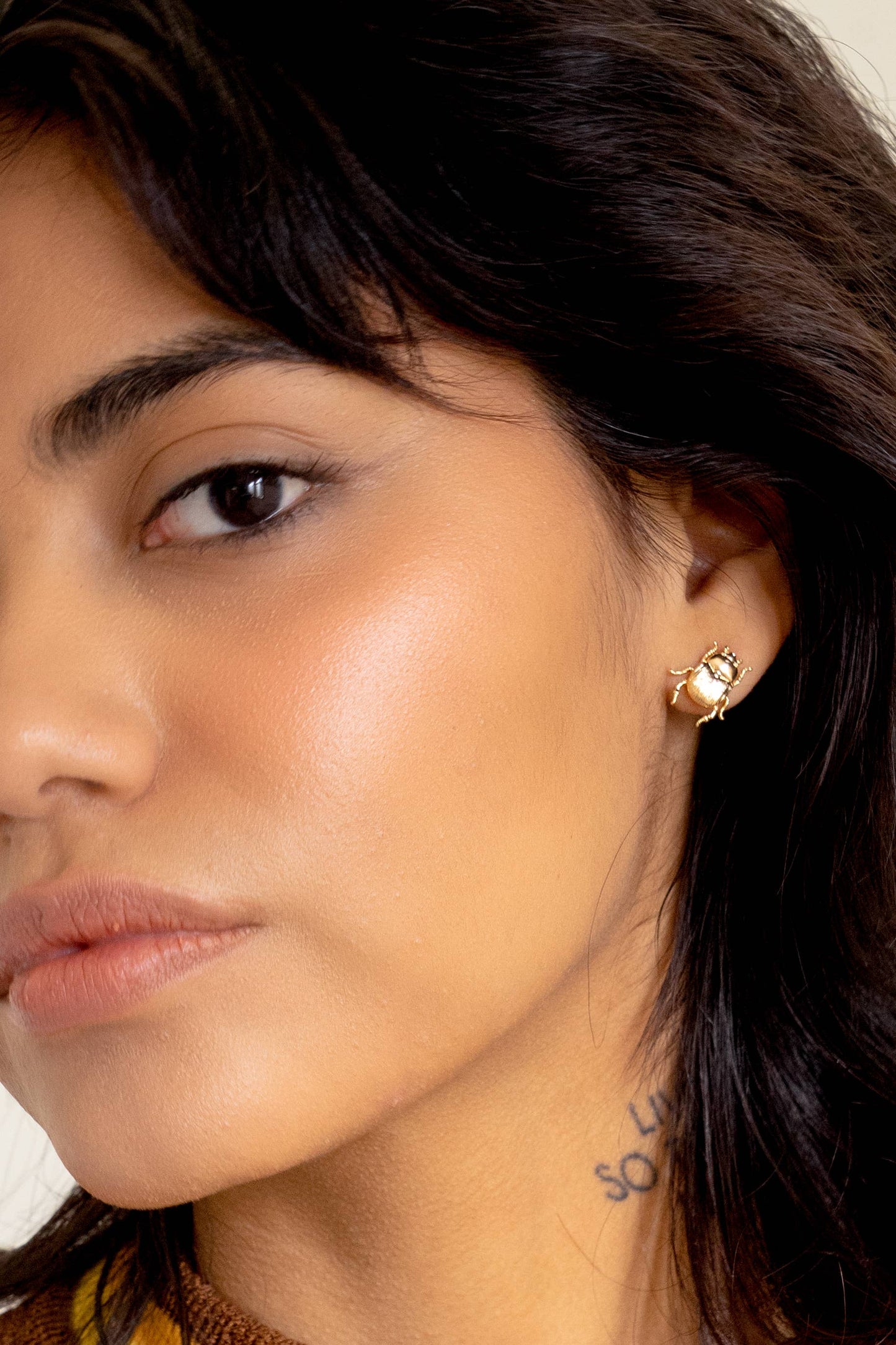 Fortune Beetle Studs -18K Gold Plated or Silver Rhodium: Silver