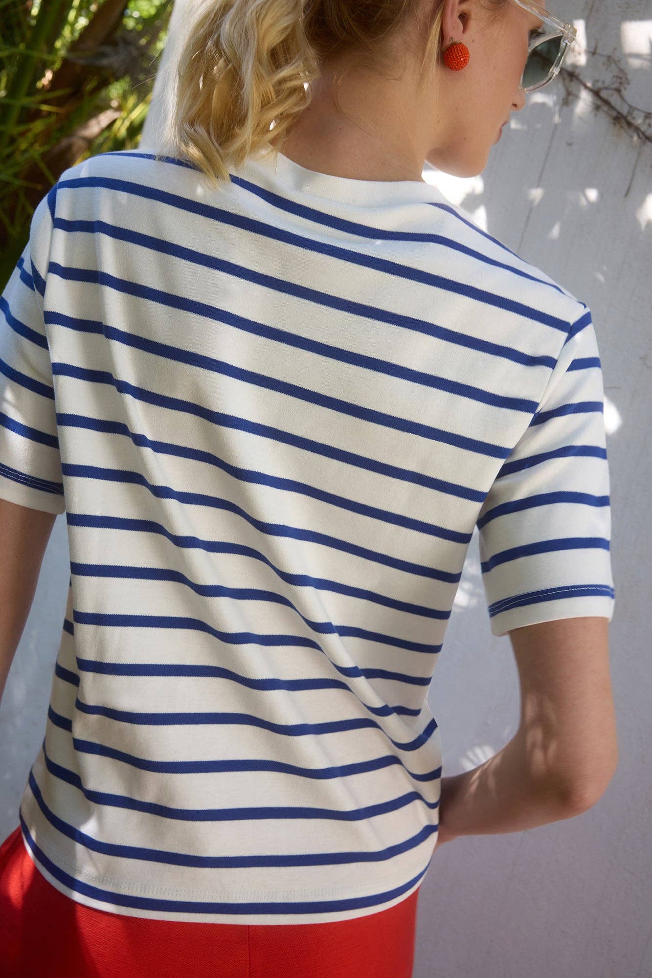 Classic Breton Stripe Cotton T-Shirt: Navy Blue