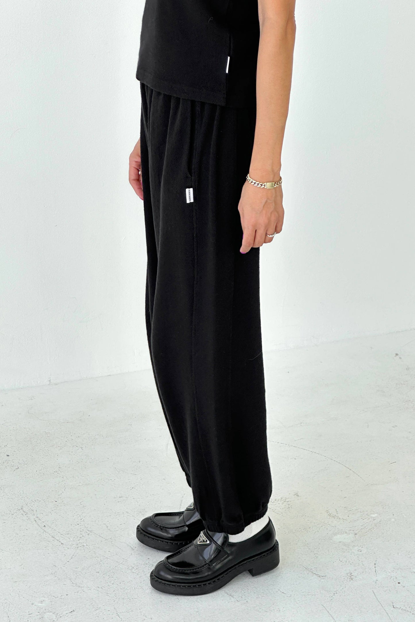 Pointelle Balloon Pants: Black