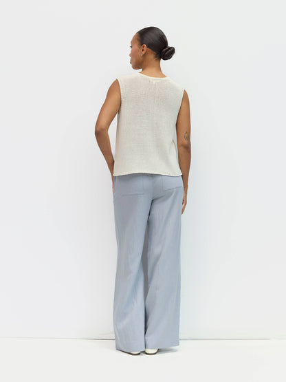 The Molli Top Keyhole Sleeveless Knit Top Ivory