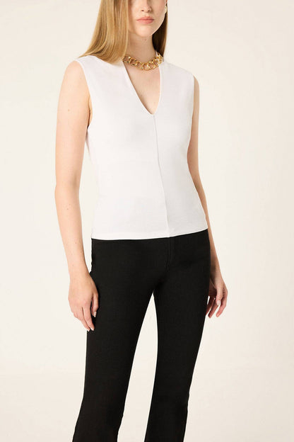Matilda Double Layer V-Neck top in White