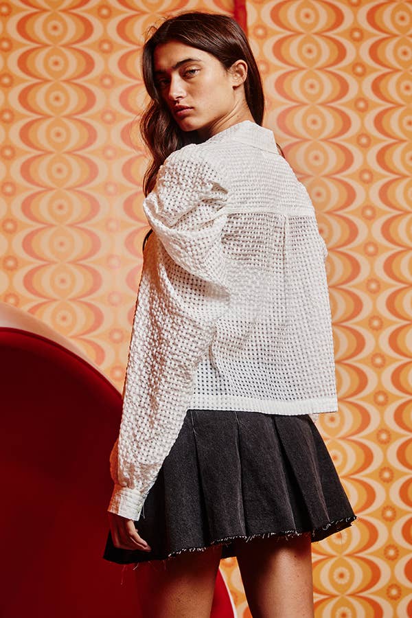 Sculpted Lace Blouse in Ivory