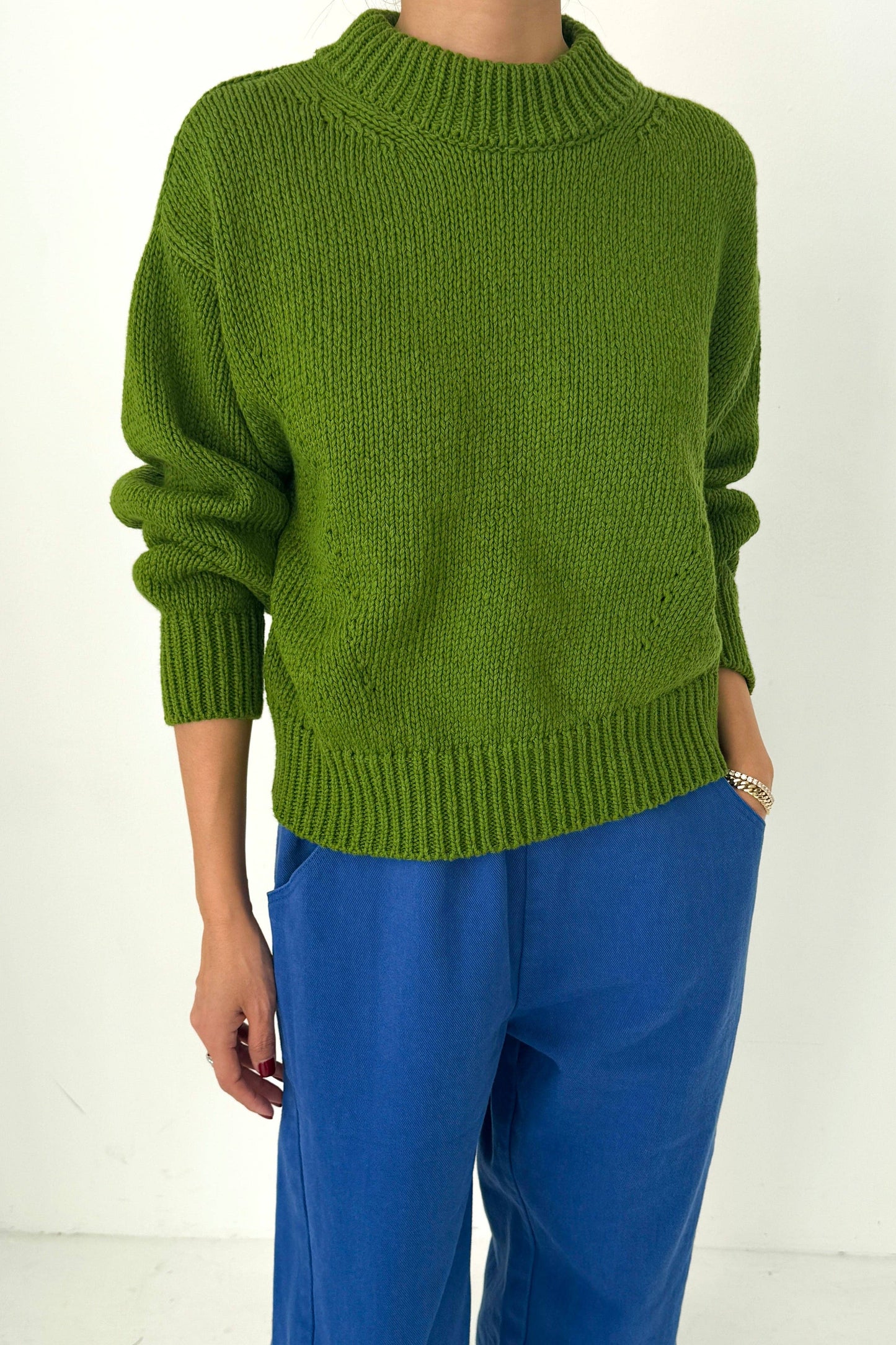 Zoe Cotton Sweater: Avocado