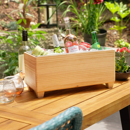 Pine Wood Beverage Tub with Galvanized Steel Insert