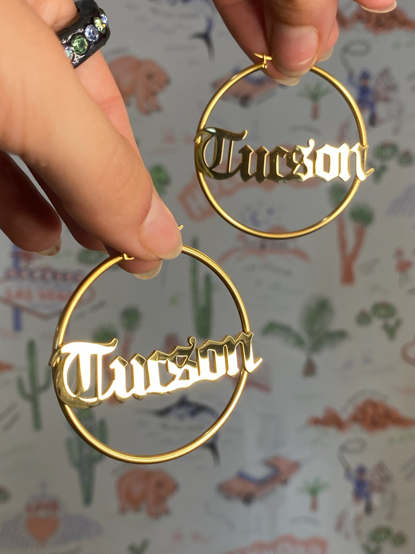 Tucson Old English Gold Hoops