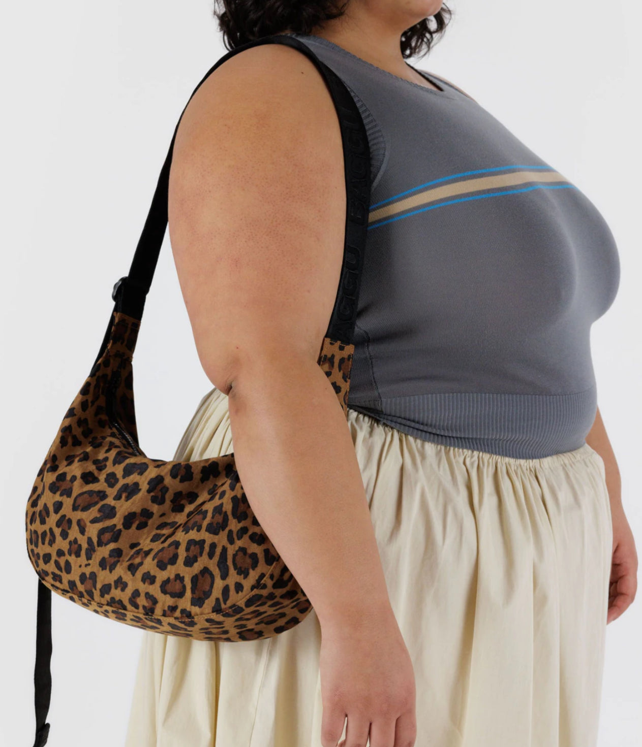 BAGGU Medium Nylon Crescent Bag - Leopard