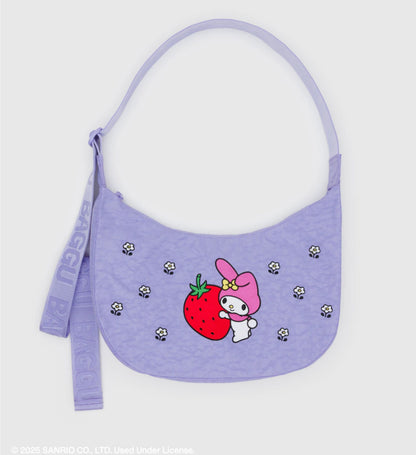 BAGGU Medium Nylon Crescent Bag - Embroidered My Melody Strawberry