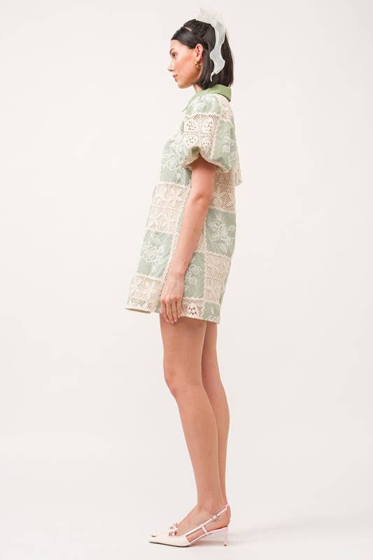 Carmine Green Crochet Dress
