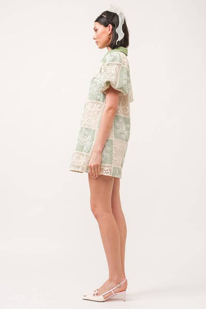 Carmine Green Crochet Dress