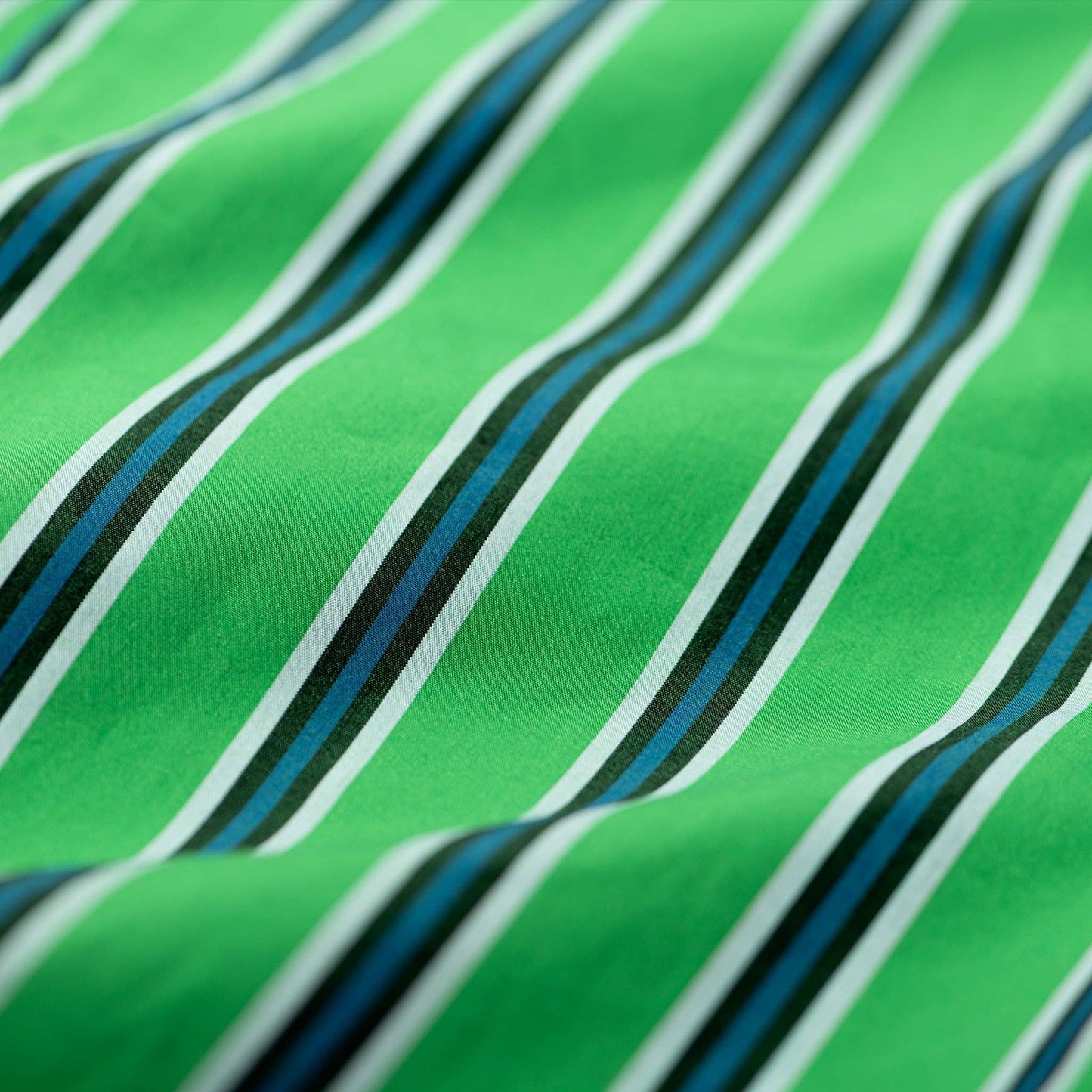 Cotton V-Neck Stripe Shirt: Green / Medium