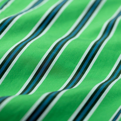 Cotton V-Neck Stripe Shirt: Green / Medium