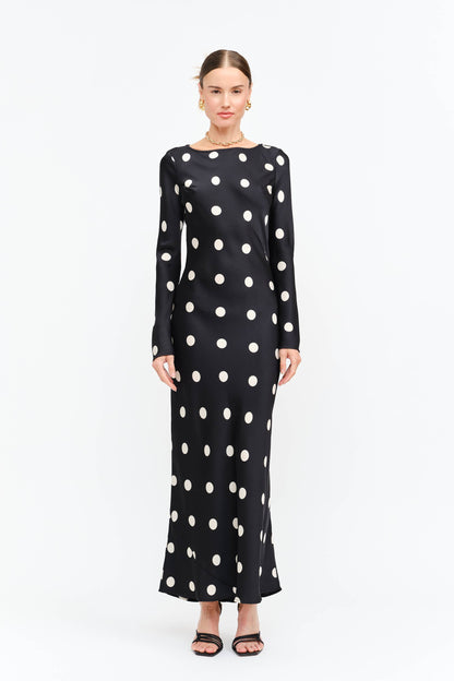 Georgie Polka Dot Black Dress : Black