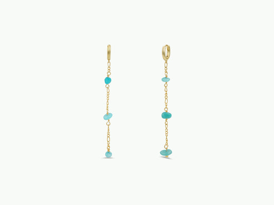 Raw Gemstone Chain Drop Earring - Amazonite