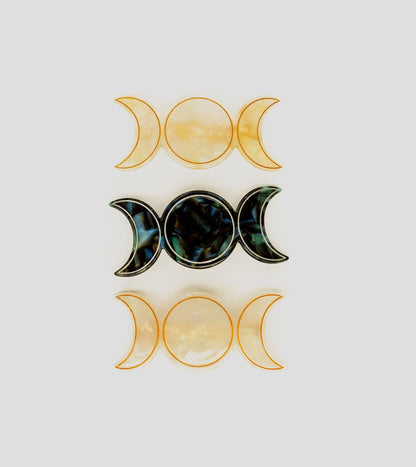 Triple Goddess Barrette: White Opal