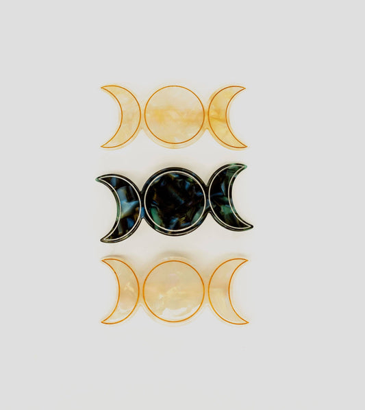 Triple Goddess Barrette: White Opal