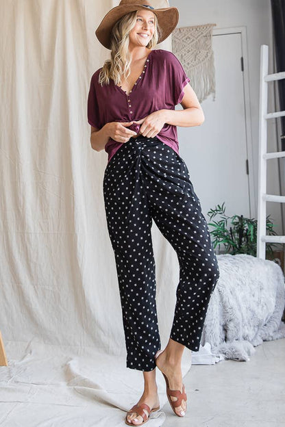 Twist Waist Pants With Pockets: BLACK