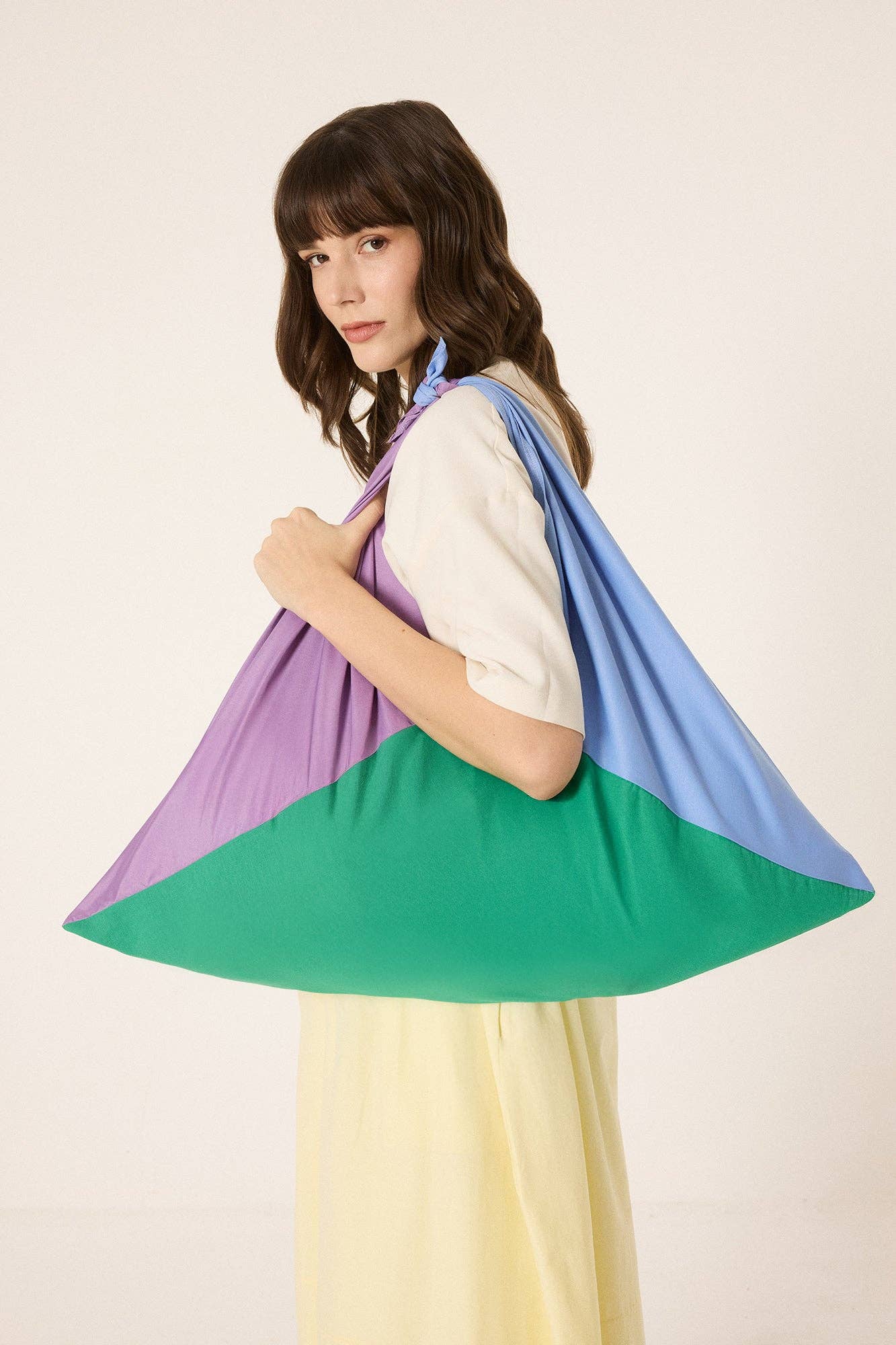 Color Block Oversized Tote Bag – Multi Color Carry Bag: Green