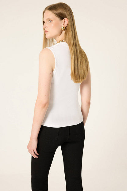 Matilda Double Layer V-Neck top in White