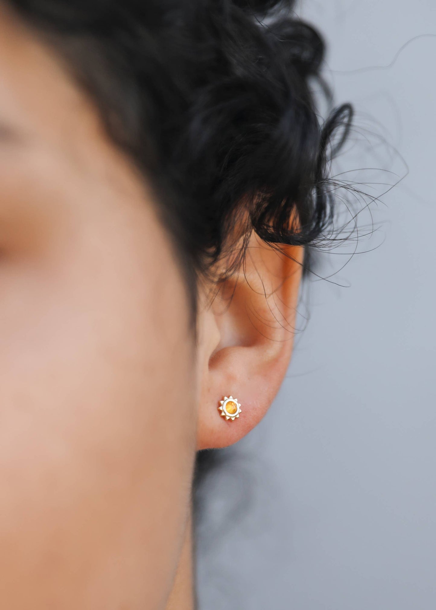 Sun Stud - Amber - Earrings