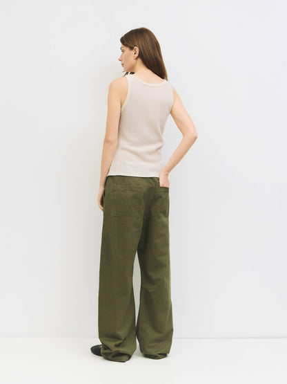 The Chandler Pants | Cotton Barrel Pants: OLIVE