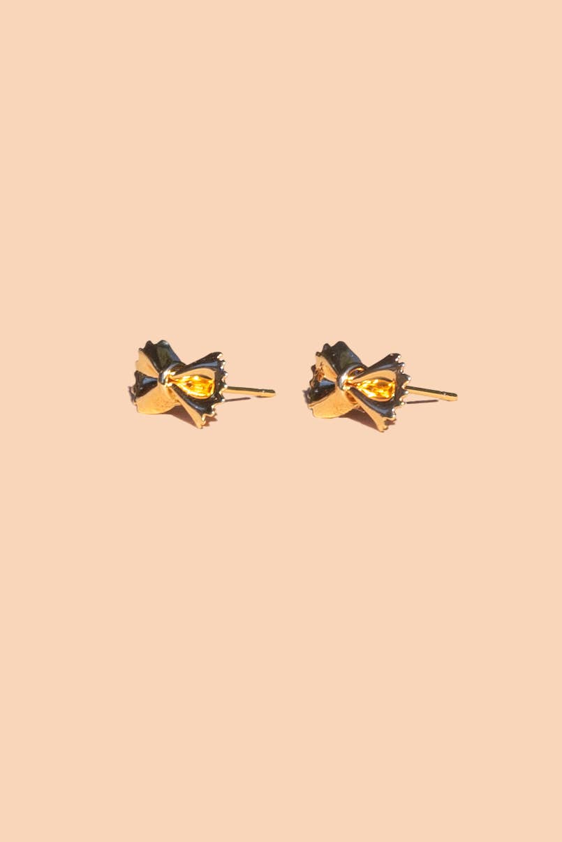Bow Tie Pasta Studs - 18K Gold Plated