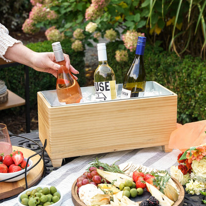 Pine Wood Beverage Tub with Galvanized Steel Insert