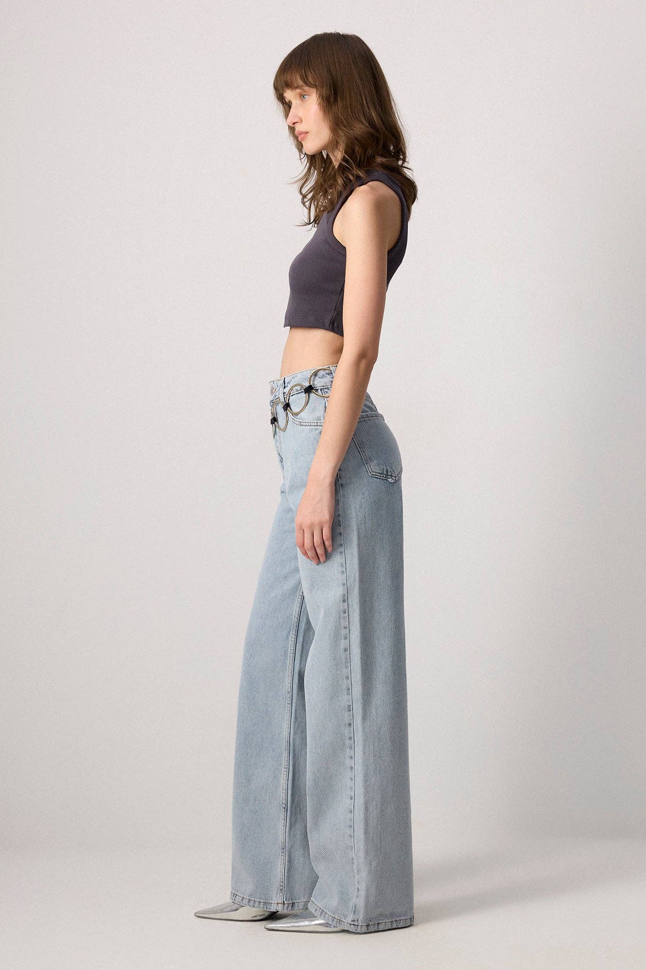 Ribbed Cotton Crop Tank – Fitted Sleeveless Essential Top: Anthracite
