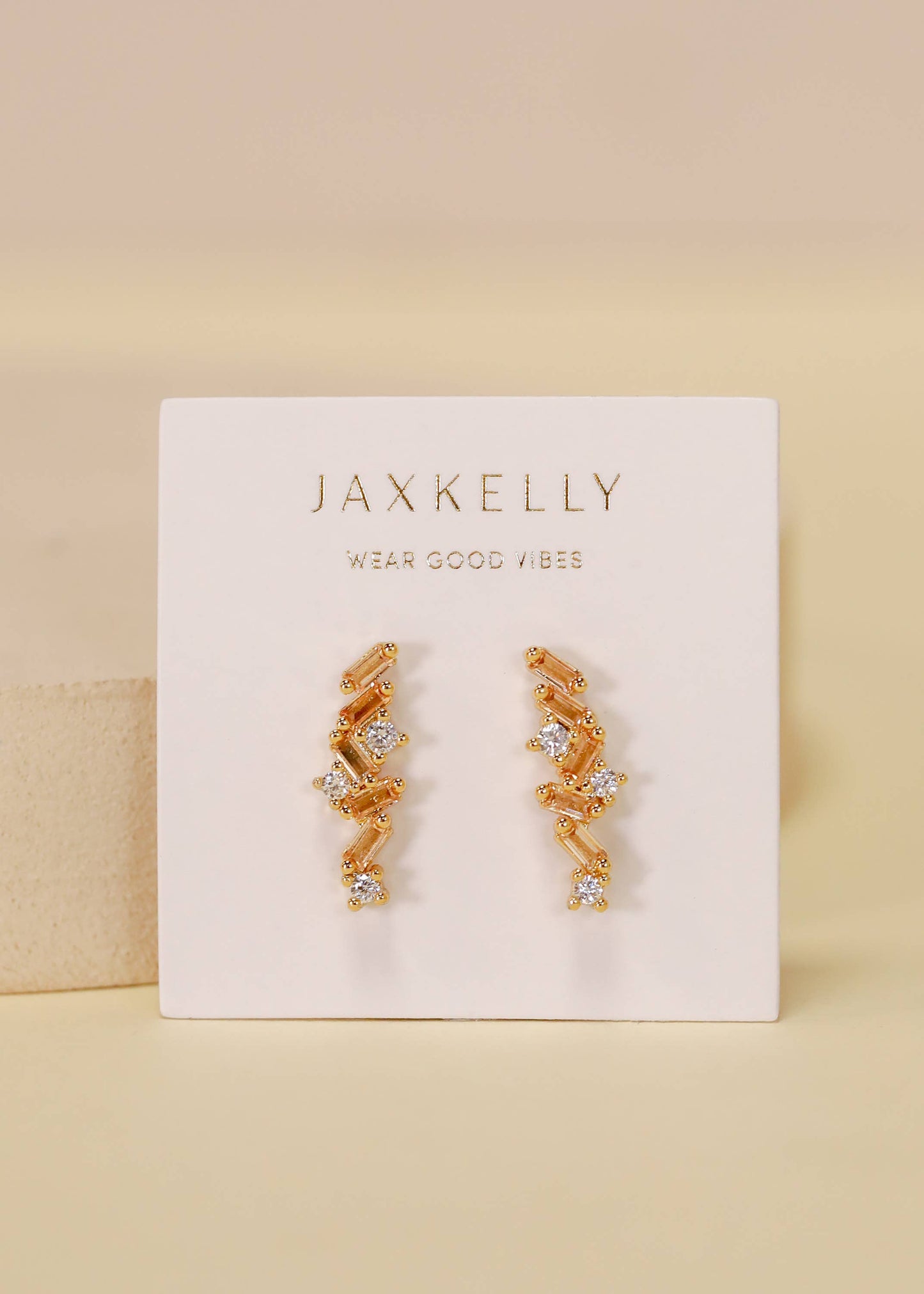 Cascading Baguette Drop - Gold Earrings
