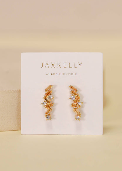 Cascading Baguette Drop - Gold Earrings