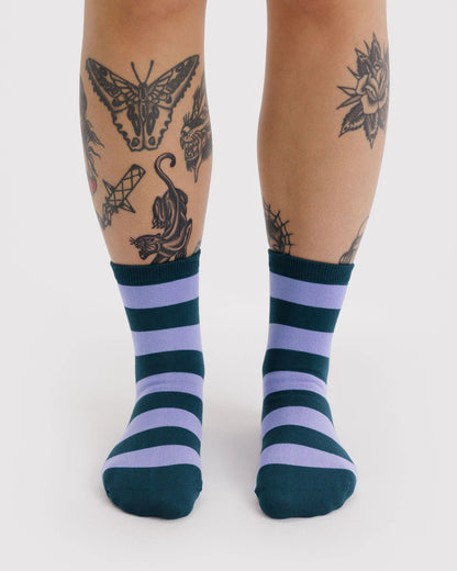 BAGGU Crew Sock - Malachite Stripe
