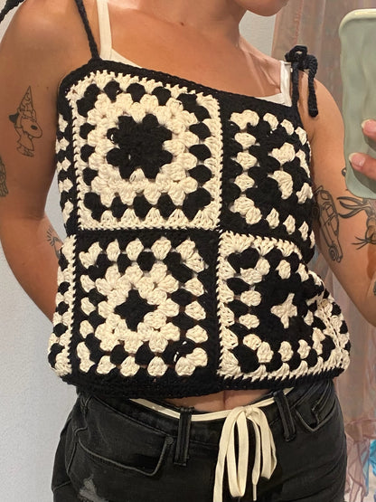 Crochet Square Tank by Clever Stitches - Black & White